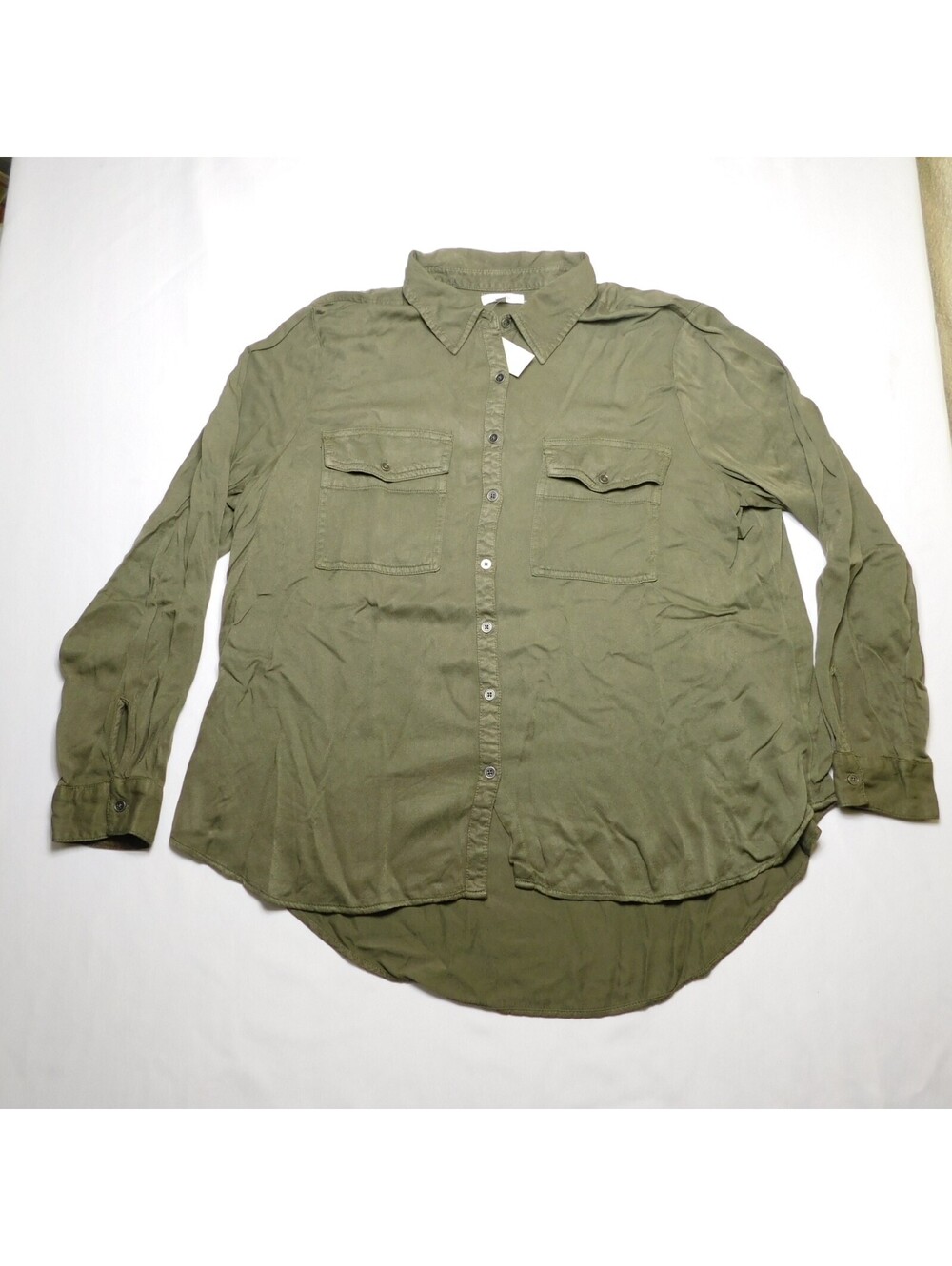 Maurices Women's 1X Olive Green Button Up Shirt Long Sleeve Utility Blouse NWT